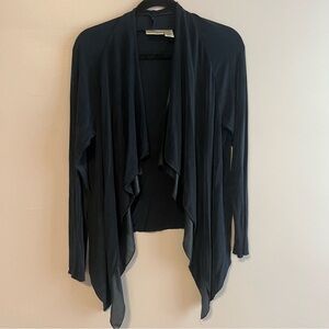 Chicos travelers open front cardigan sweater navy blue size 1/medium